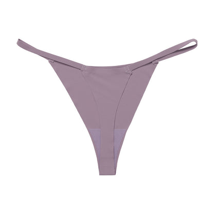 Low waist Ice Silk seamless T-back grinding cotton crotch T-shaped quick-drying