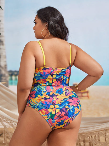 LF (L-4XL) 2026 printed swimsuit for women one piece sexy plus size