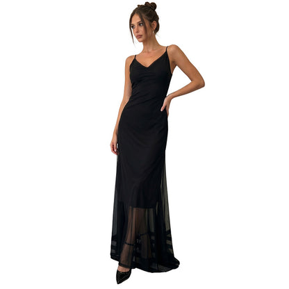 SXR K6D09083A summer slim V-neck Butterfly strap dress