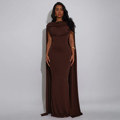 MYF (S-2XL) 944 backless evening gown pleated dress