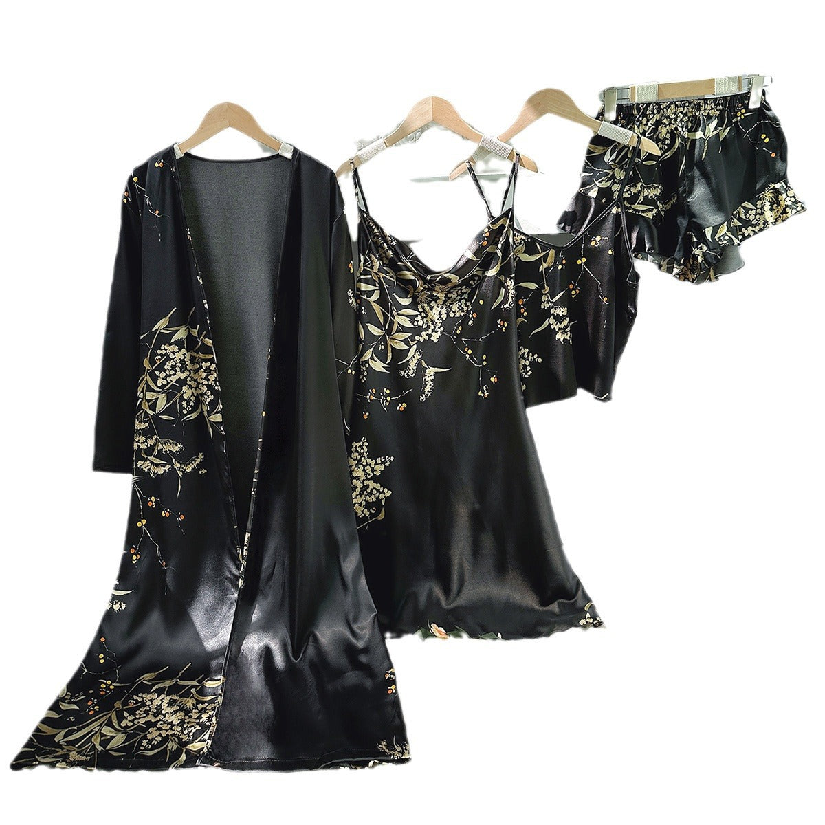 DNL five-piece printed small cherry nightgown suspender shorts slip dress set