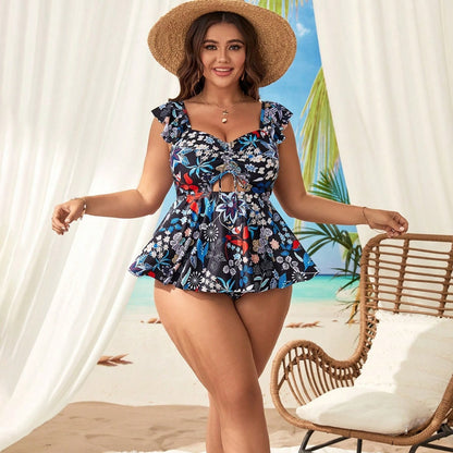 LF (L-4XL) bikini sexy suit split color printing plus size swimsuit