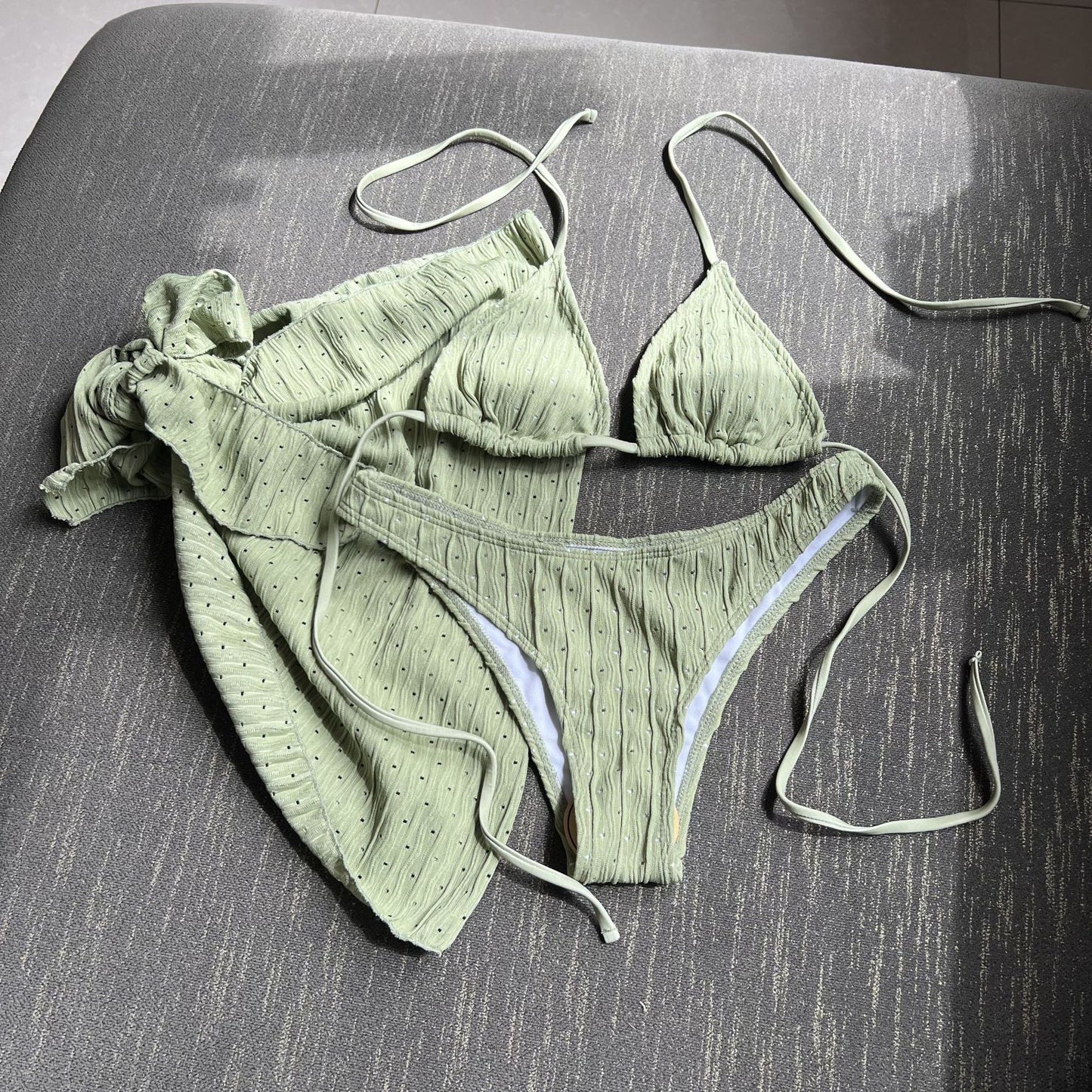 (4 days ready to ship) SY swimsuit three-piece backless drawstring strap bikini three-piece set