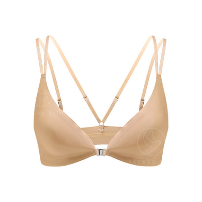 Seamless thin breathable front button underwear large size adjustment wireless bra