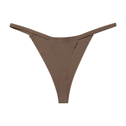Low waist Ice Silk seamless T-back grinding cotton crotch T-shaped quick-drying
