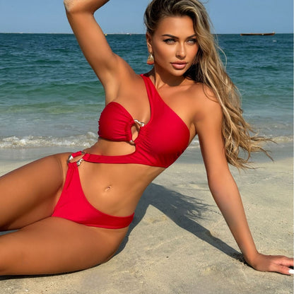 (4 days ready to ship) SY hollow-out special-shaped accessories one-piece swimsuit bikini