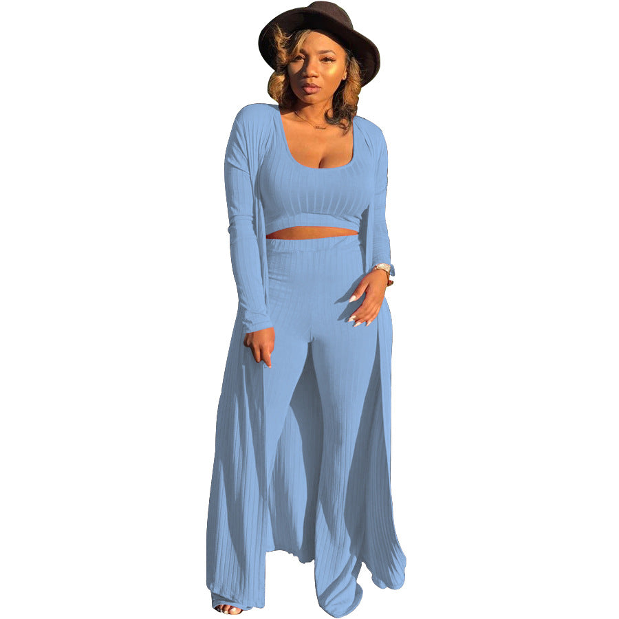 MYF (S-2XL) high elastic sunken stripe three-piece suit