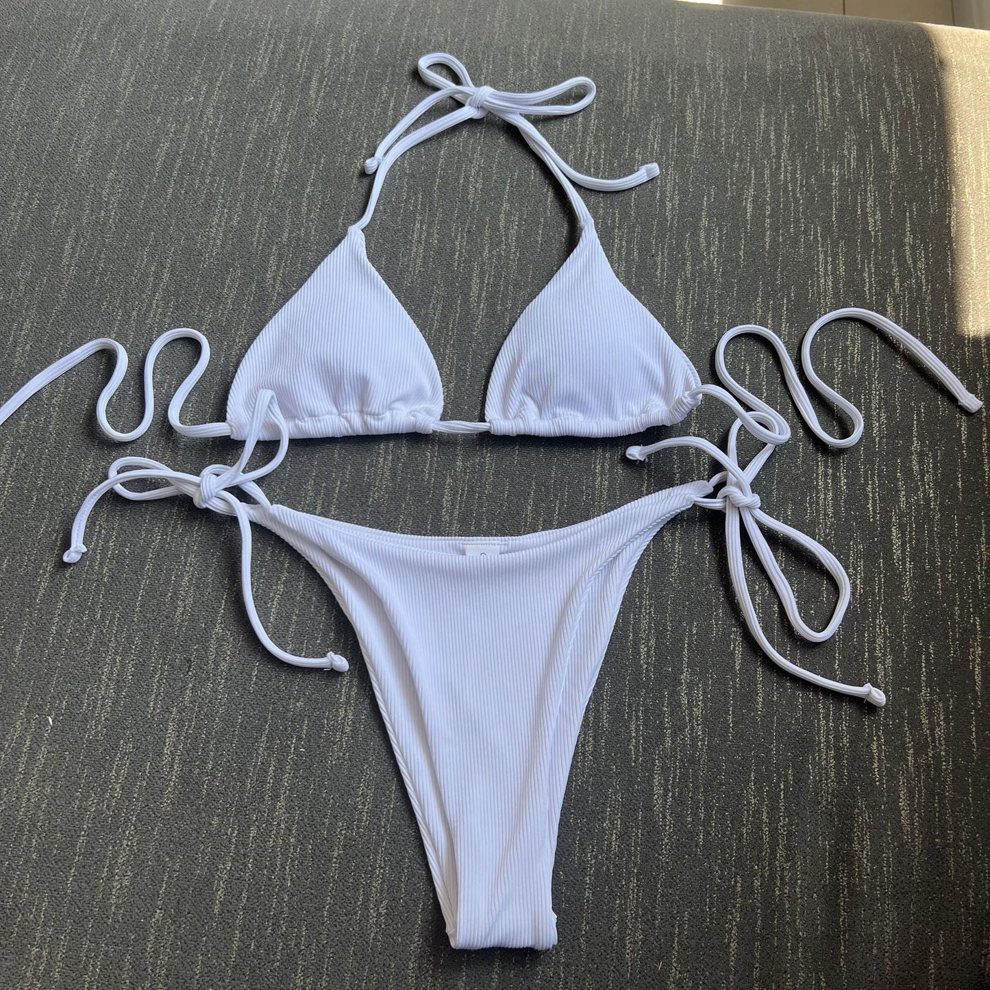(4 days ready to ship) SY three-point small sunken stripe split bikini