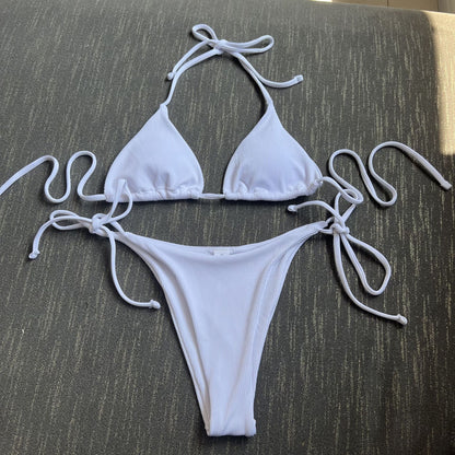 (4 days ready to ship) SY three-point small sunken stripe split bikini