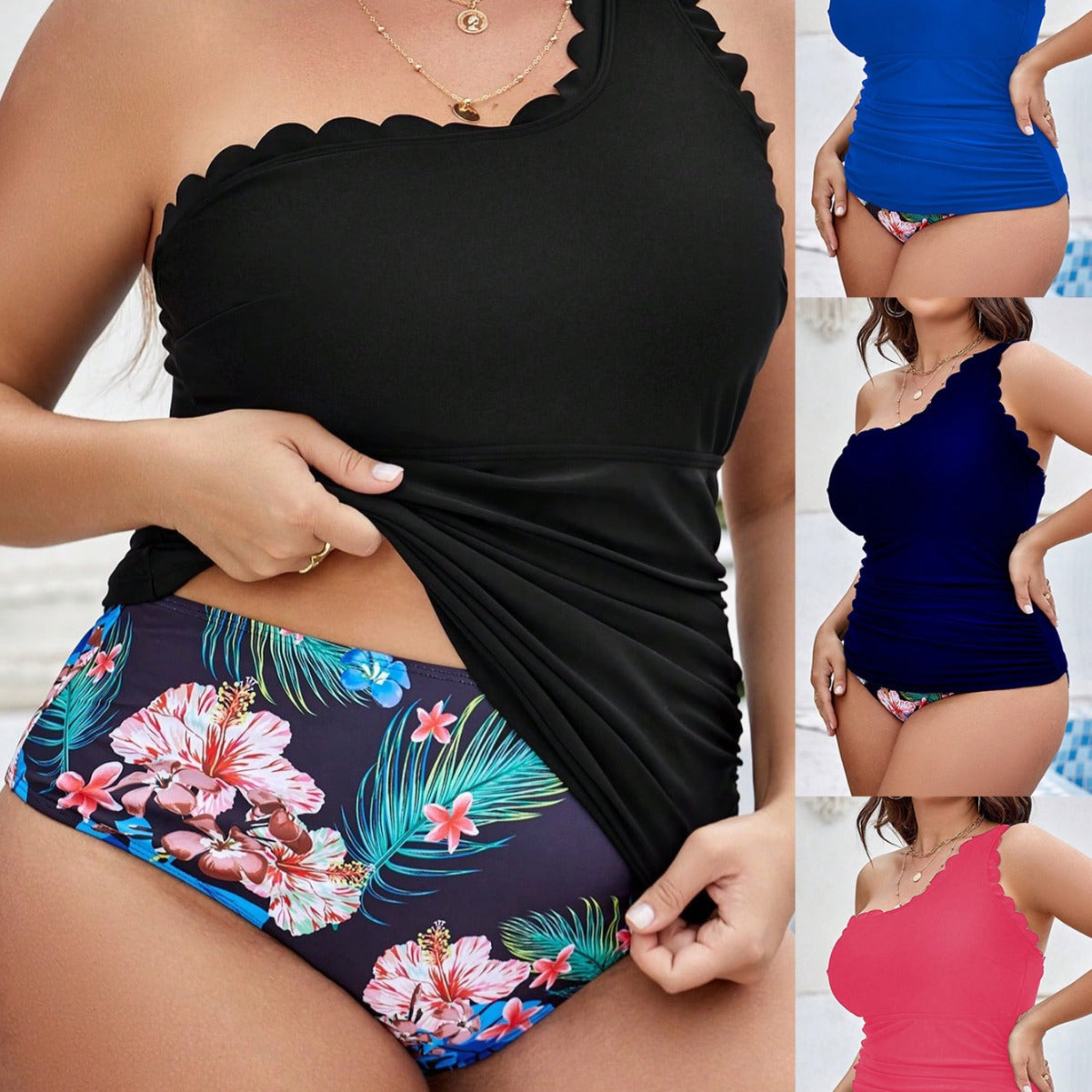 LF (L-4XL) bikini sexy suit split color printing plus size swimsuit