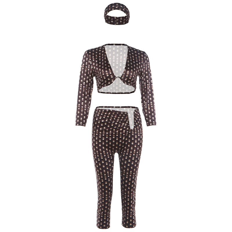 SXR K6S11676A summer midriff-baring top slim-fit trousers suit