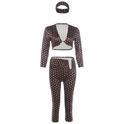 SXR K6S11676A summer midriff-baring top slim-fit trousers suit