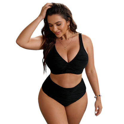 CL (L-4XL) 2026 high waist split deep V sexy plus size swimsuit