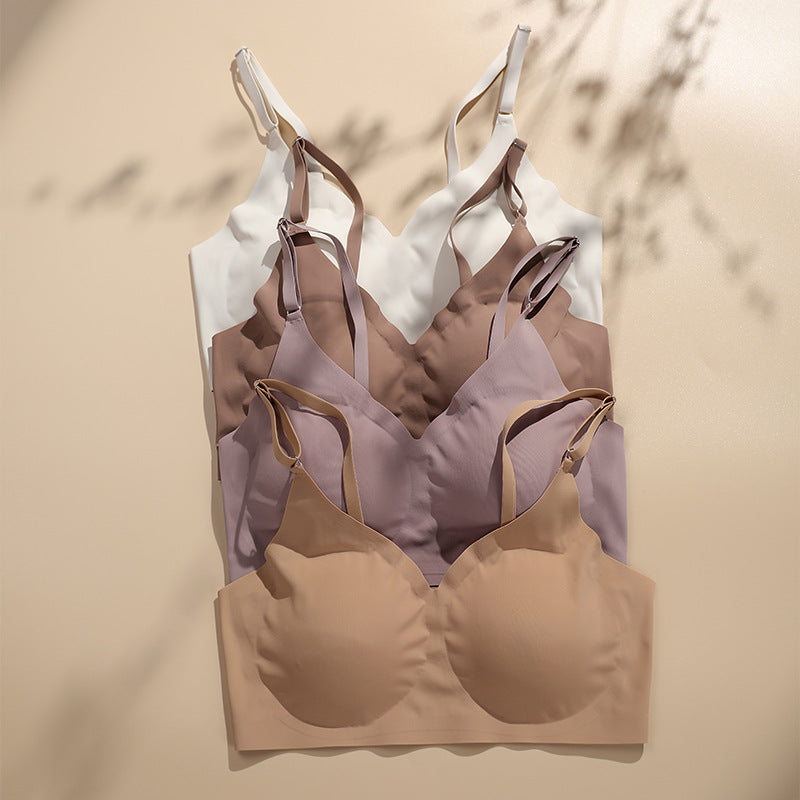 Seamless one-piece less bra large size back shaping push up wireless underwear can be worn inside