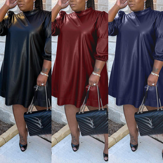 GY (XL-3XL) SK2293 long sleeve plus size leather skirt nightclub uniforms
