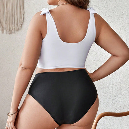 CL (L-4XL) plus size raw split swimsuit triangle set beach high waist bikini triangle bikini