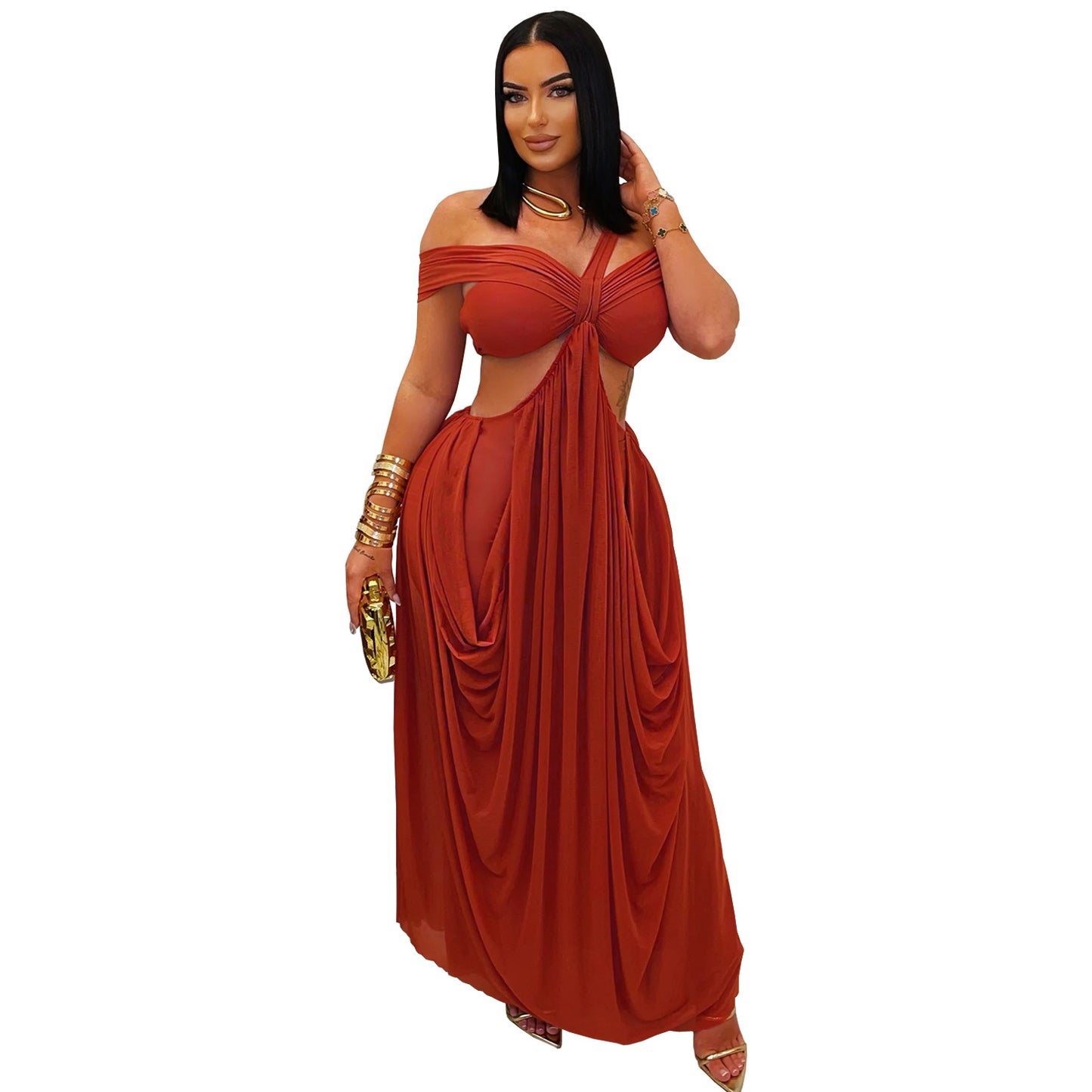 XYZ C7430 bandeau slim-fit sheer mesh dress