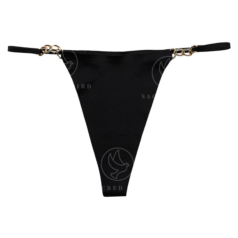 T-shaped panties seamless one-piece cotton crotch breathable quick-drying metal ring T-back