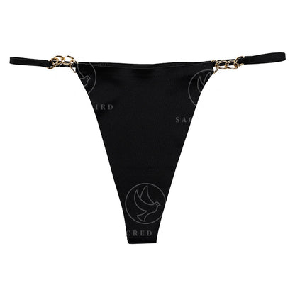 T-shaped panties seamless one-piece cotton crotch breathable quick-drying metal ring T-back