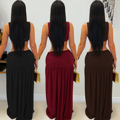 XYZ C7597 sleeveless midriff-baring slit dress