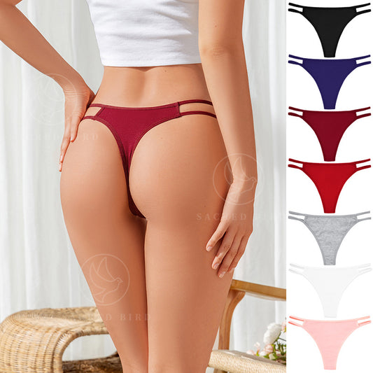 Thin Band elastic grinding sports breathable purified cotton crotch low waist comfort skin-friendly plus size T-back