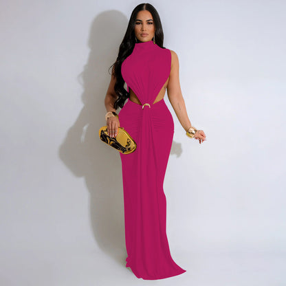 MYF (S-2XL) K10772 dress split sleeveless dress