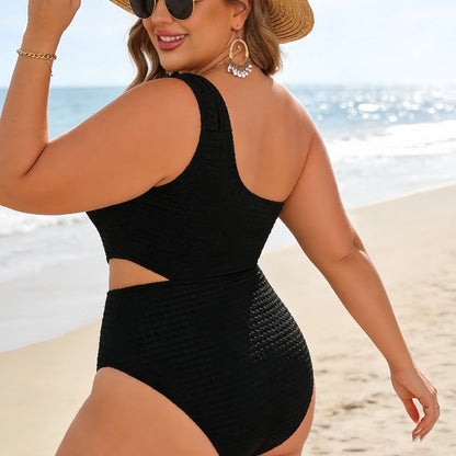 CL (L-4XL) 2026 bikini special fabric one shoulder waist hollow sexy Siamese plus size swimsuit bikin