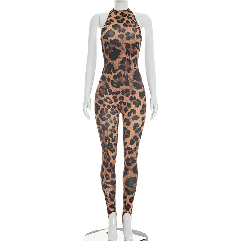 DZHT J26ST077 spring slim-fitting slimming printed jumpsuit stepping pants suit