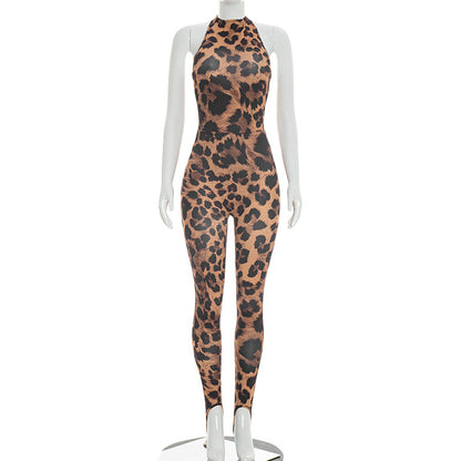 DZHT J26ST077 spring slim-fitting slimming printed jumpsuit stepping pants suit