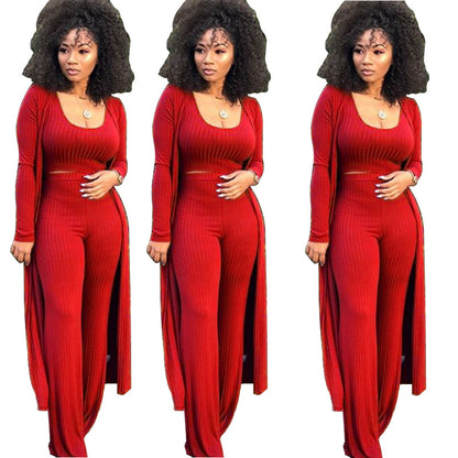 MYF (S-2XL) high elastic sunken stripe three-piece suit