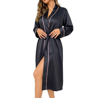 DNL long ice silk robe cardigan bathrobe