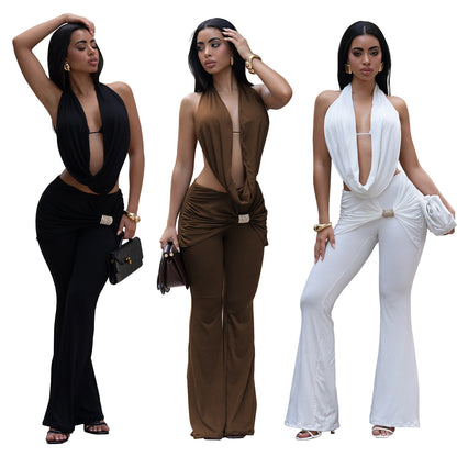 XYZ C7589 backless top and trousers suit