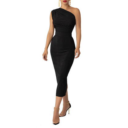 MYF (S-2XL) 20146 shoulder backless dress