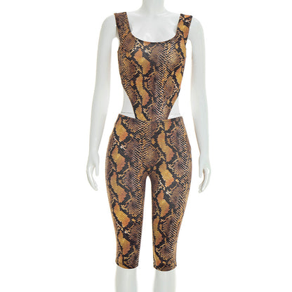 DZHT J26ST076 fashion slim Python one-piece suit