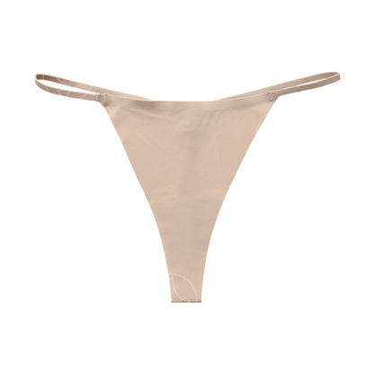 Seamless thin band buckle T-shaped panties less fitness underwear one piece cotton crotch T-back