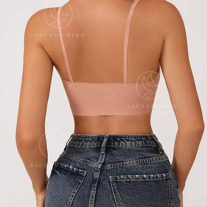 Plus size traceless adjustable push up underwear V-neck without steel ring bra bra thin mould Cup