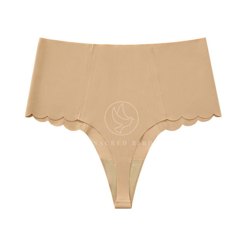 Seamless wavy edge invisible yoga T-shaped hip-shaping high waist large size T-back