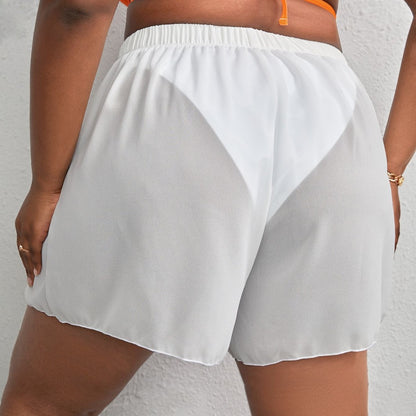 CL (L-4XL) sexy plus size swimsuit boxers high waist chiffon bikini single swimming trunks