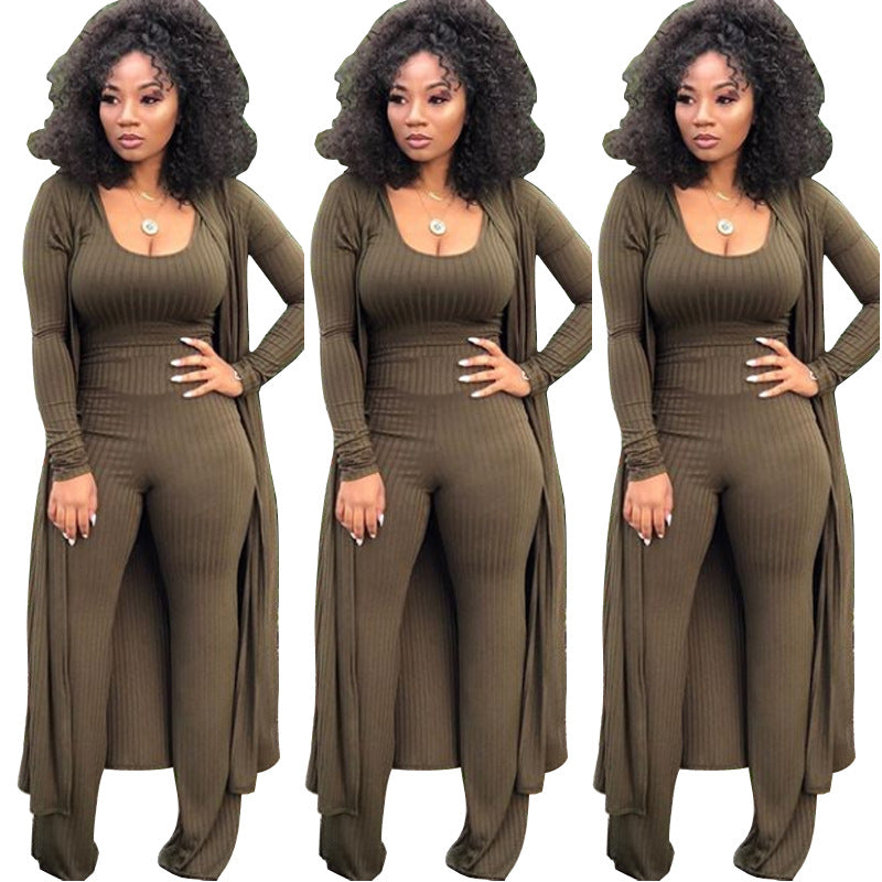 MYF (S-2XL) high elastic sunken stripe three-piece suit