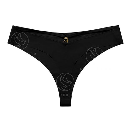 T-shaped panties seamless Ice Silk one-piece Sports yoga plus size metal ring T-back