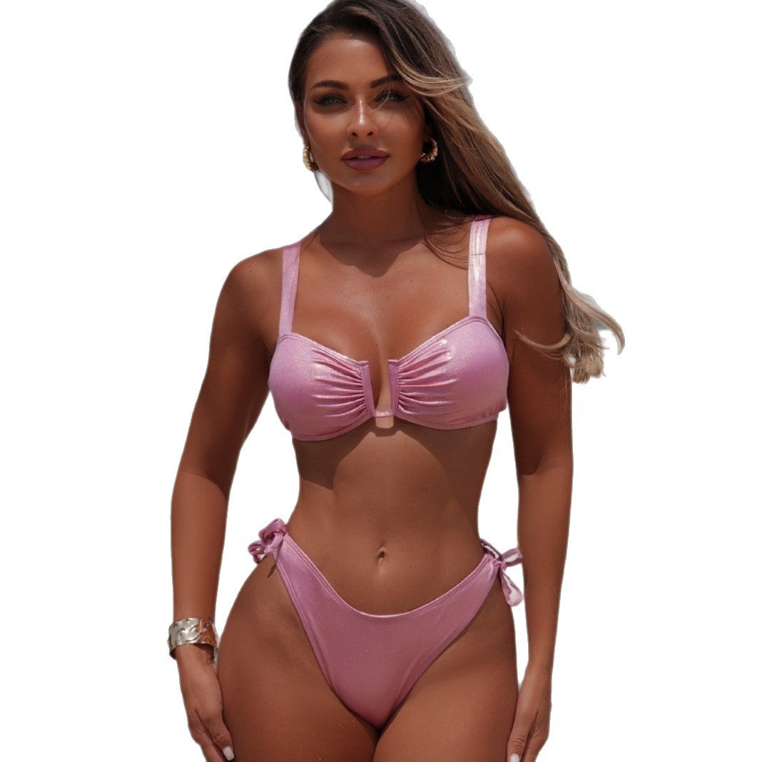 (4 days ready to ship) SY 101300.00G-piece split bikini with light