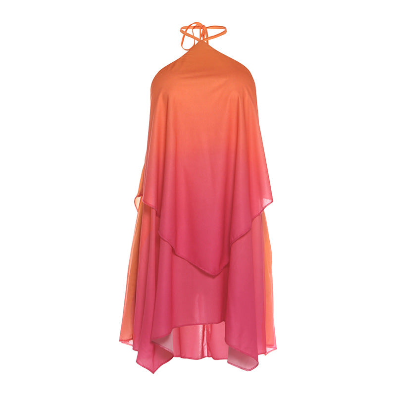 DLS summer gradient halter backless sexy tube top package hip dress