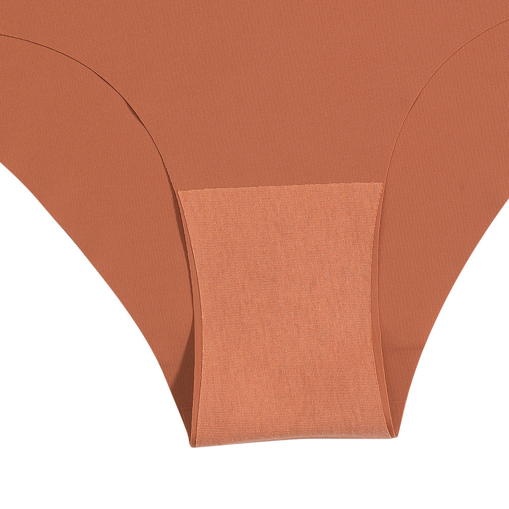 Mid-waist purified cotton crotch one-piece seamless Ice Silk quick-drying briefs