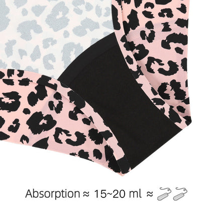 Printed four layers large size low waist menstrual panties leak-proof Big Aunt wear sanitary panty menstrual period underwear leopard print