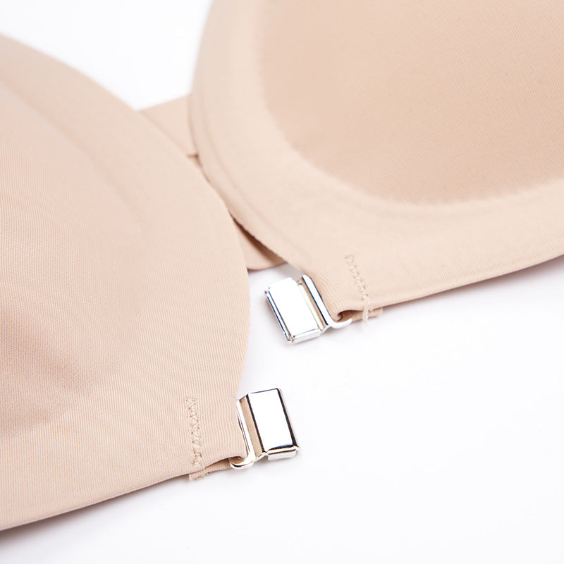 Traceless plus size thin underwear small chest push up adjustable bra front buckle bra