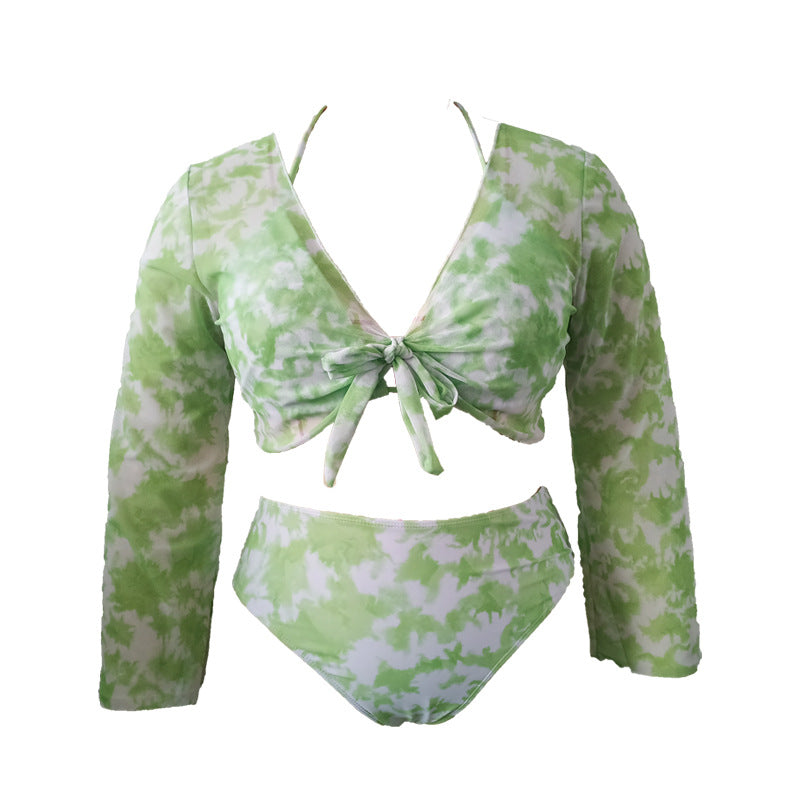 LF (L-4XL) swimsuit women's large size three-piece suit sexy two-piece with yarn
