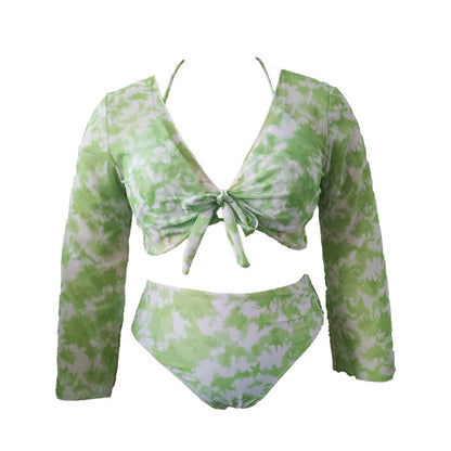 LF (L-4XL) swimsuit women's large size three-piece suit sexy two-piece with yarn