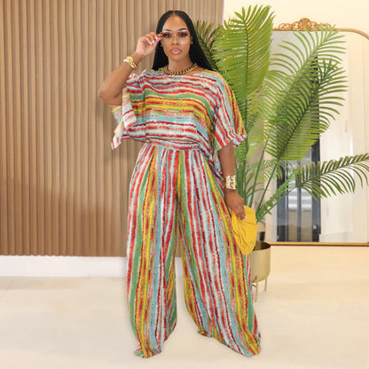 XYZ C7467 casual striped top pants two-piece set