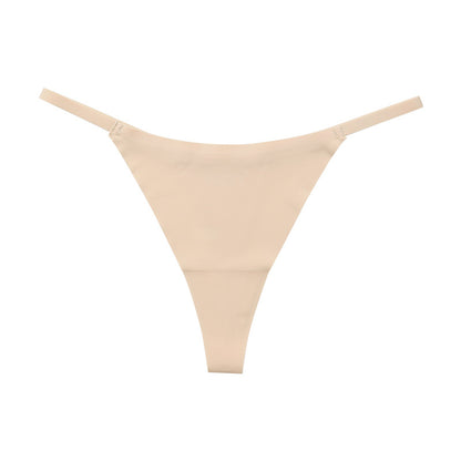 Low waist Ice Silk seamless T-back grinding cotton crotch T-shaped quick-drying