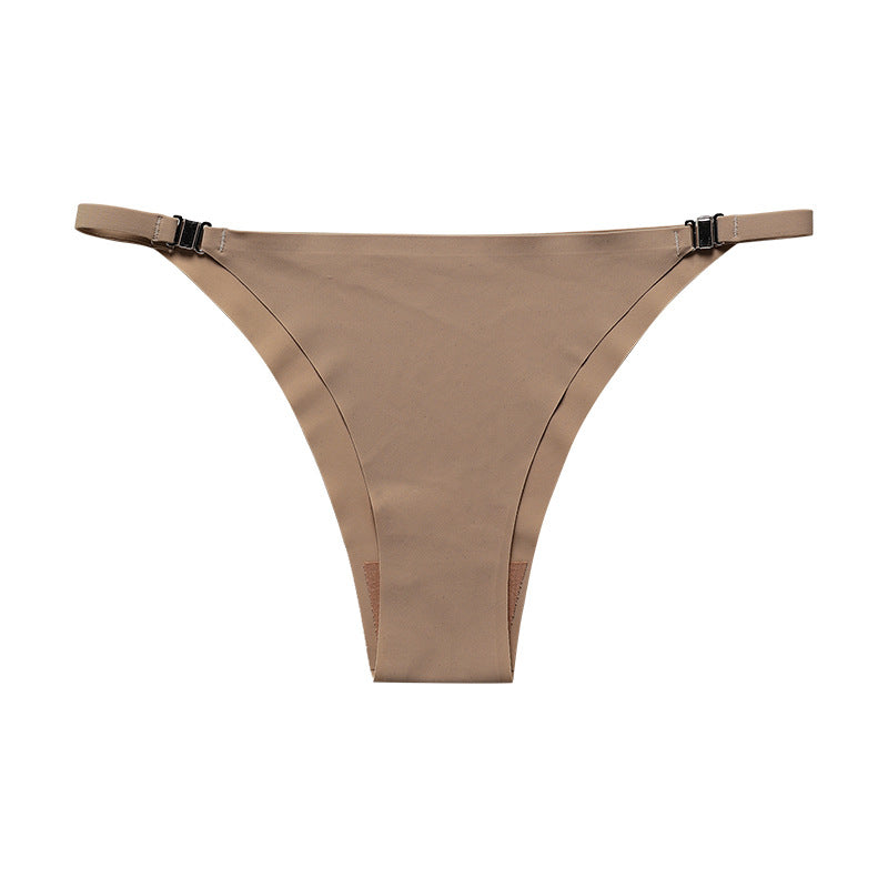 Metal buckle free strap seamless ice silk underwear plus size cotton crotch sports briefs